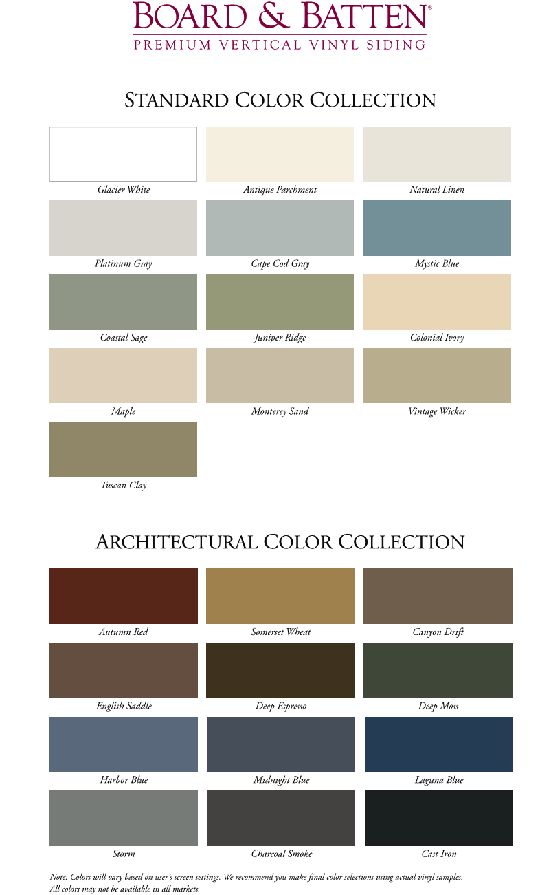 Alside BB Siding  Color Palette Rev SIDING WINDOWS DOORS